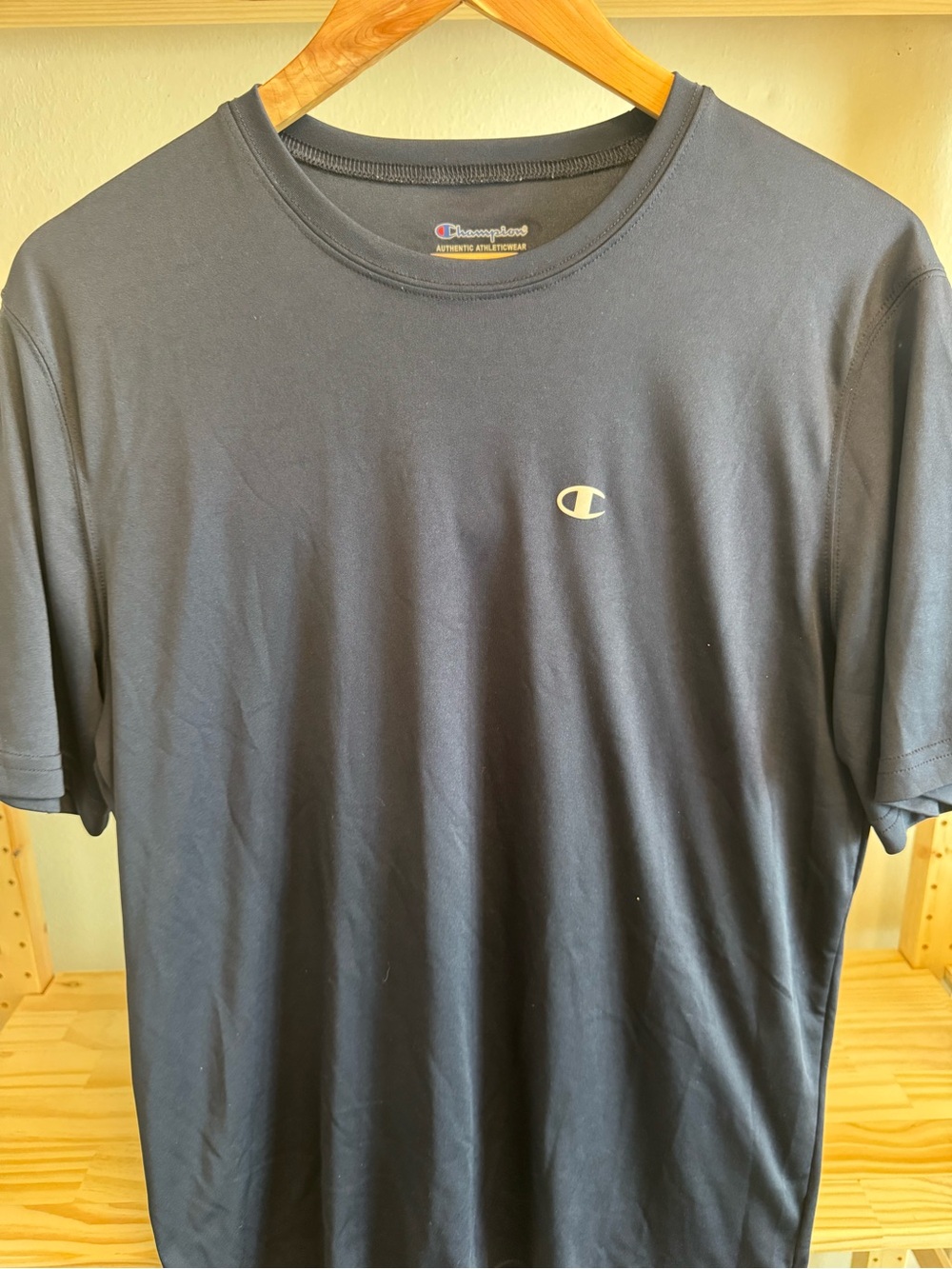 Champion DryFit Navy Short Sleeve Crewneck Tee with Small Logo